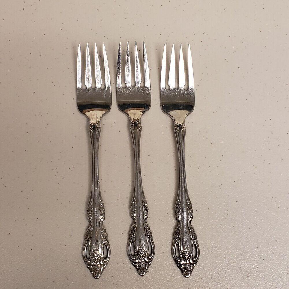 3 - Oneida Community Stainless BRAHMS Floral Flatware 6 3/4" SALAD FORKS